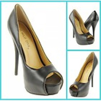 Fancy Peep Toes Platform Heels Black 8, 7.5, 8.5